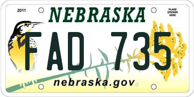 NE license plate FAD735