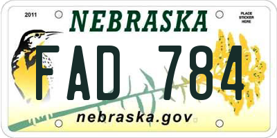 NE license plate FAD784