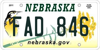 NE license plate FAD846