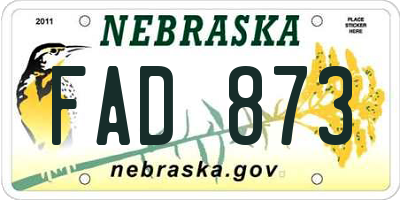 NE license plate FAD873