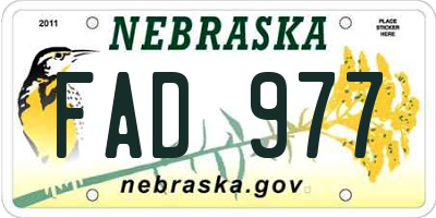 NE license plate FAD977