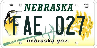 NE license plate FAE027