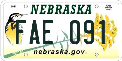 NE license plate FAE091