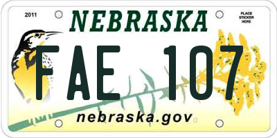 NE license plate FAE107