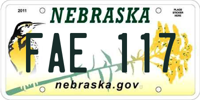 NE license plate FAE117