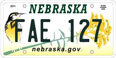 NE license plate FAE127