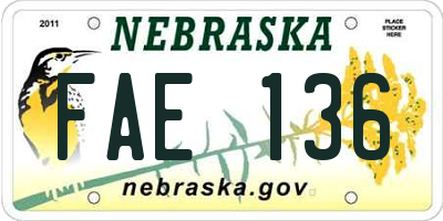 NE license plate FAE136