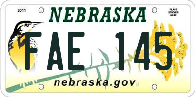 NE license plate FAE145