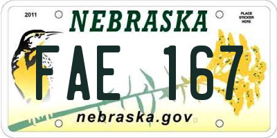 NE license plate FAE167