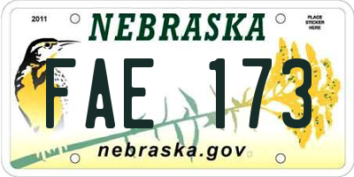 NE license plate FAE173