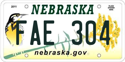 NE license plate FAE304