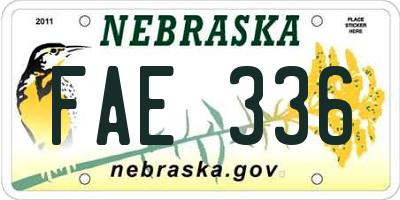 NE license plate FAE336