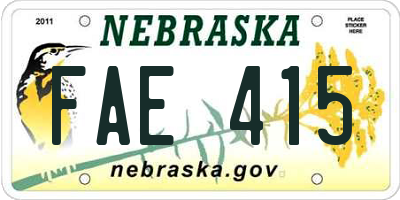 NE license plate FAE415