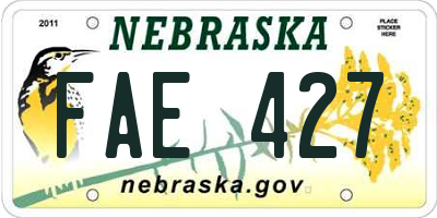 NE license plate FAE427