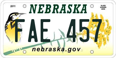 NE license plate FAE457