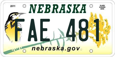 NE license plate FAE481