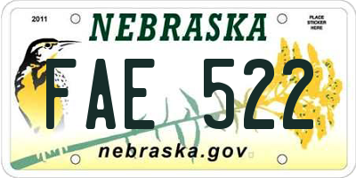 NE license plate FAE522
