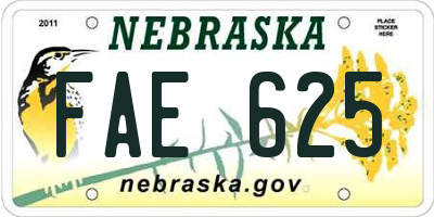 NE license plate FAE625