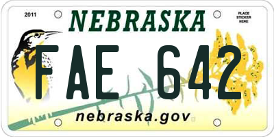 NE license plate FAE642