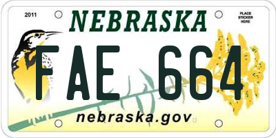 NE license plate FAE664