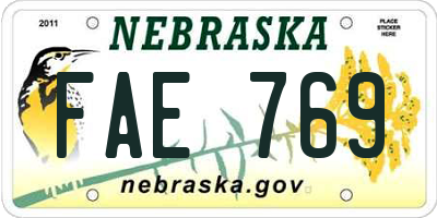 NE license plate FAE769
