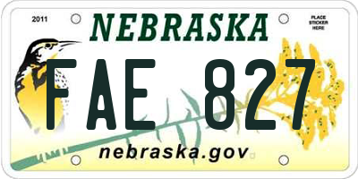 NE license plate FAE827