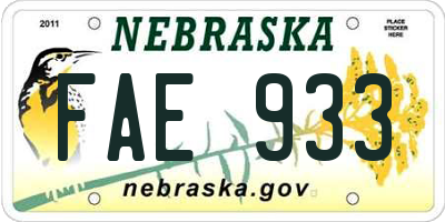 NE license plate FAE933
