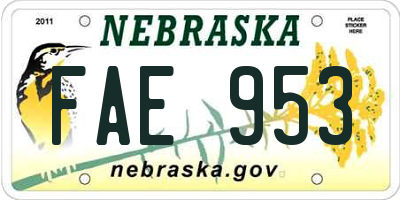 NE license plate FAE953