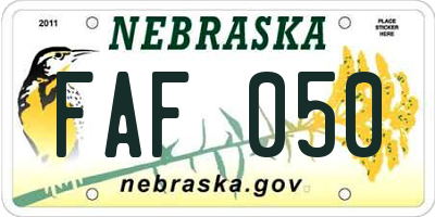 NE license plate FAF050