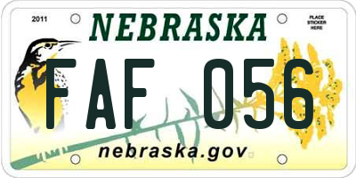 NE license plate FAF056