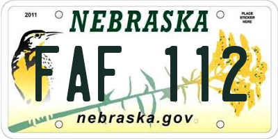NE license plate FAF112
