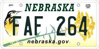 NE license plate FAF264