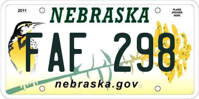 NE license plate FAF298