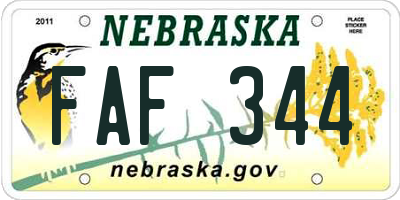 NE license plate FAF344