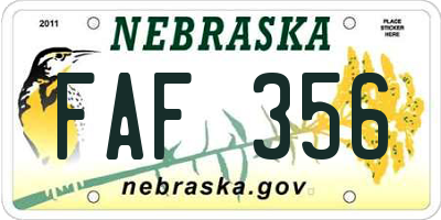 NE license plate FAF356