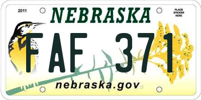 NE license plate FAF371