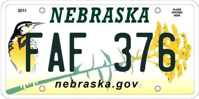 NE license plate FAF376