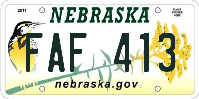 NE license plate FAF413