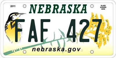 NE license plate FAF427