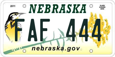 NE license plate FAF444