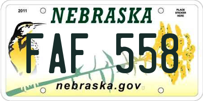 NE license plate FAF558