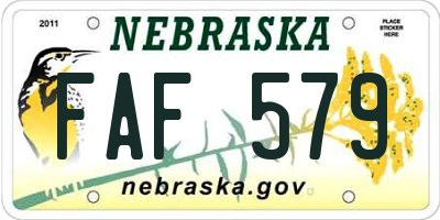 NE license plate FAF579