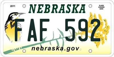 NE license plate FAF592