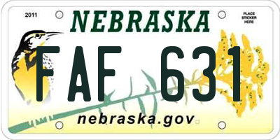 NE license plate FAF631