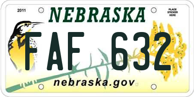NE license plate FAF632