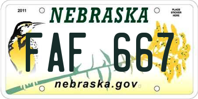 NE license plate FAF667