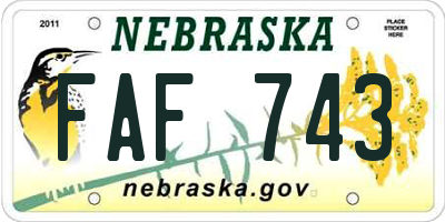 NE license plate FAF743