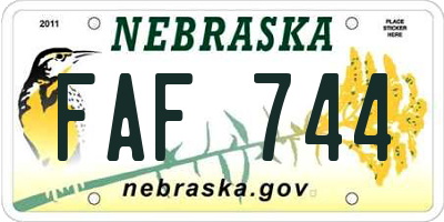 NE license plate FAF744