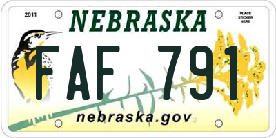 NE license plate FAF791