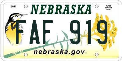 NE license plate FAF919
